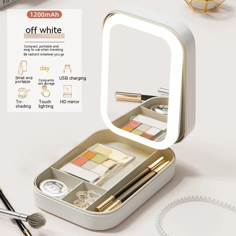 LED Make-up-Spiegel mit Lippenstift-Aufbewahrungsbox