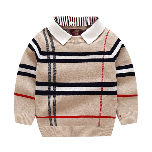 Jungen Pullover mit Karomuster in Jacquard-Optik