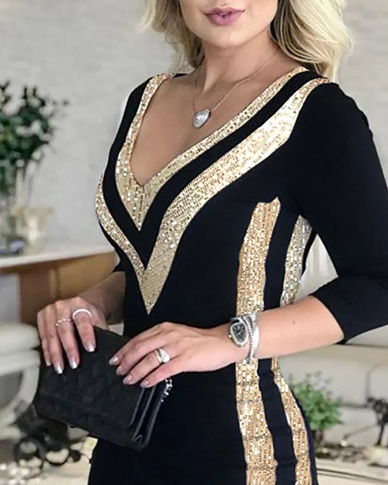 Glamouröses Paillettenstich-Kleid