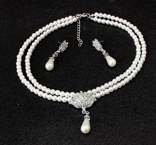 Hochzeits-Schmuckset Perlen-Kristall-Diamant