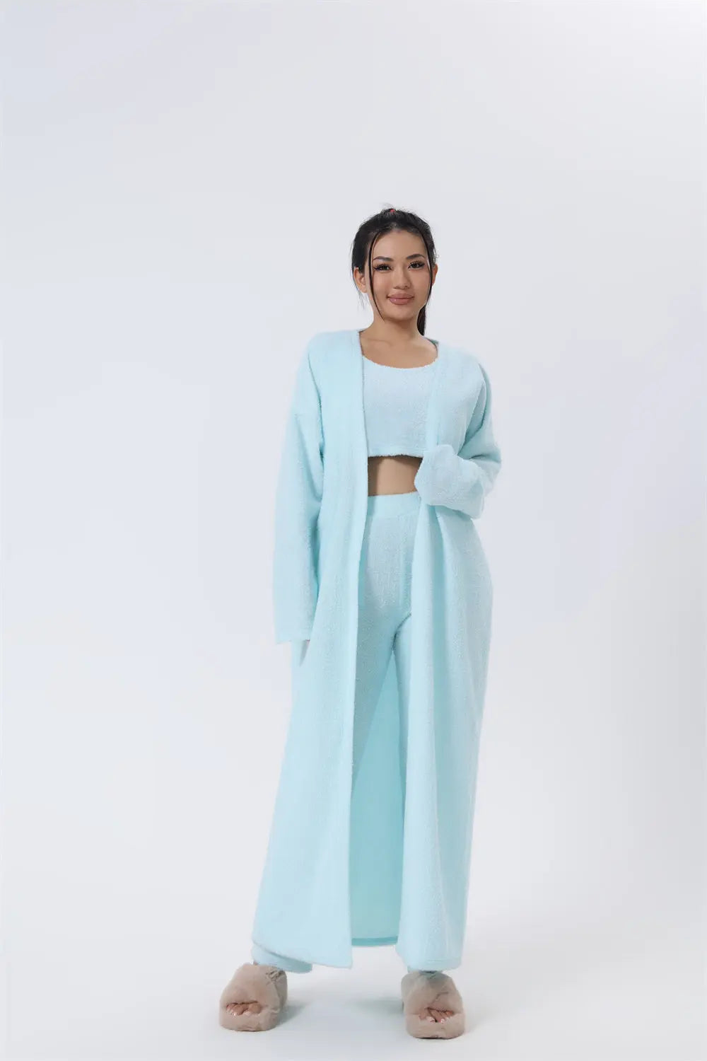 Gemütliches Schlafanzug-Set: 3-teiliges Lounge-Set für Damen, süße Loungewear für kalte Wintertage