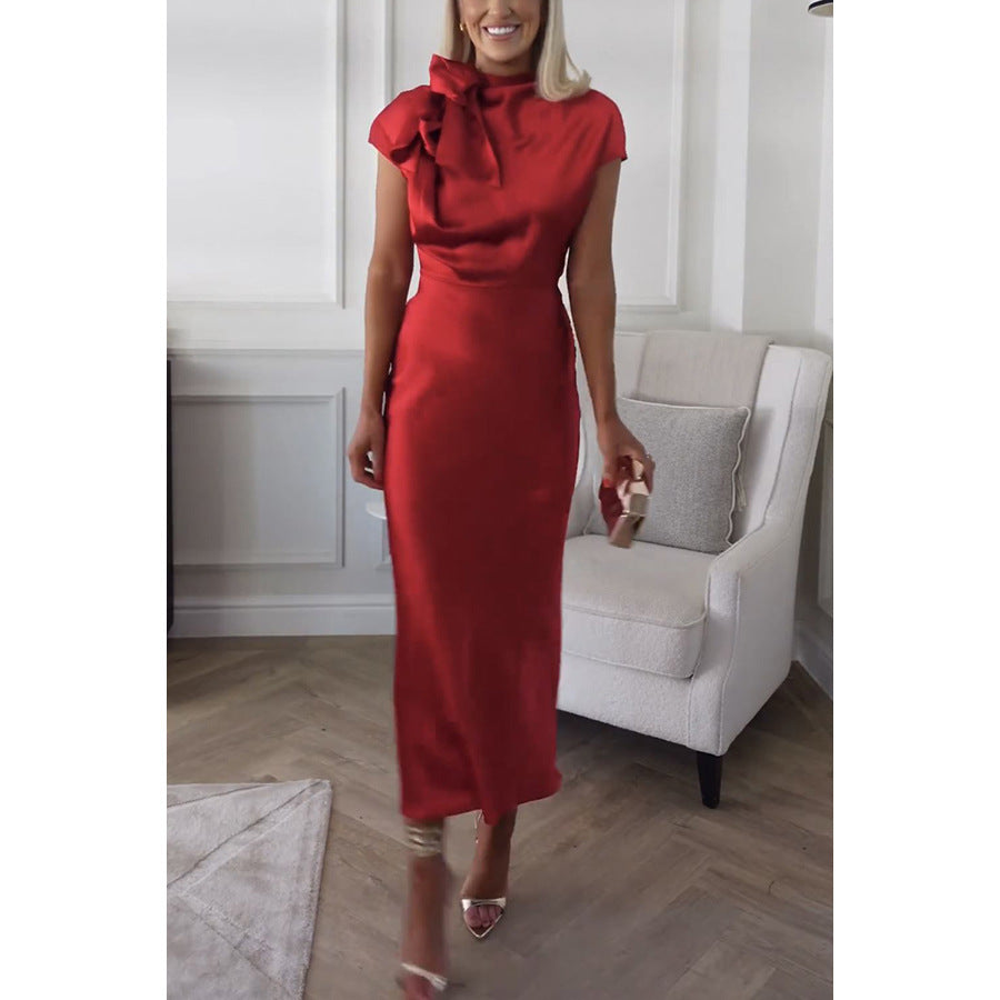 Damen Satin Kleid in Rot