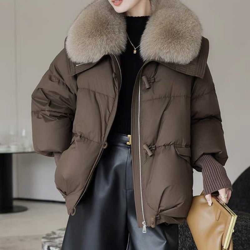 Damen Daunenjacke mit Fellkragen, Wintermantel - FashionGlam
