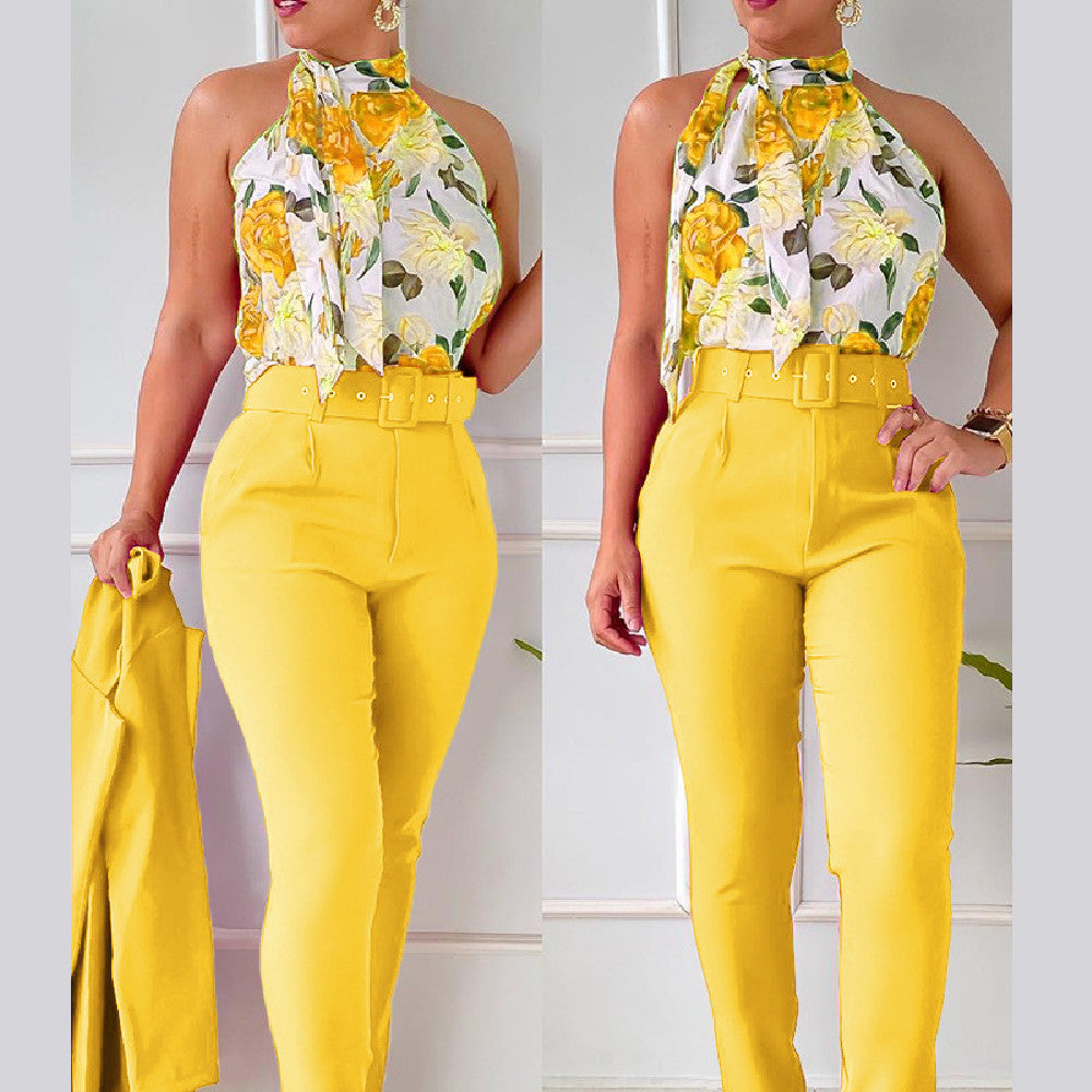 Damen-Anzug mit Blumen weste