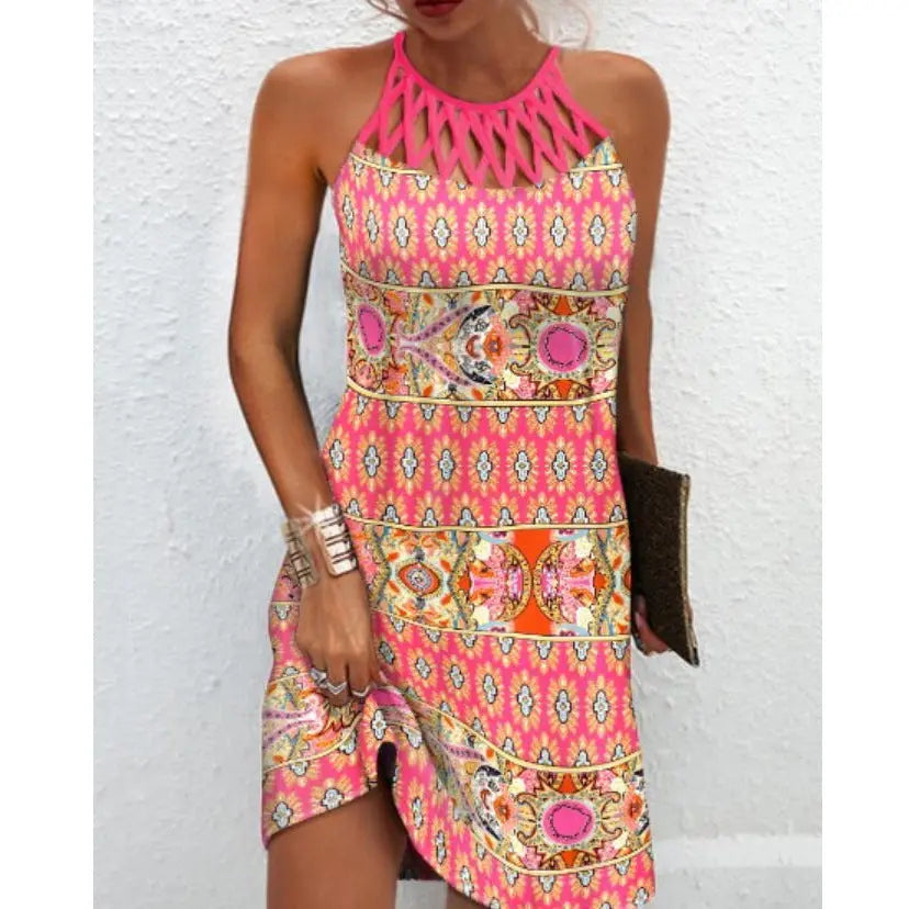 Modisches Print-Kleid: Lässige Halterneck-Kleider für Frauen, perfekt für den Sommer