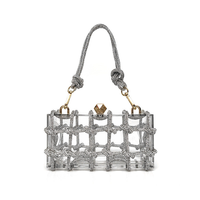 Süße Glänzende Strass Bankett Kleine Quadratische Tasche
