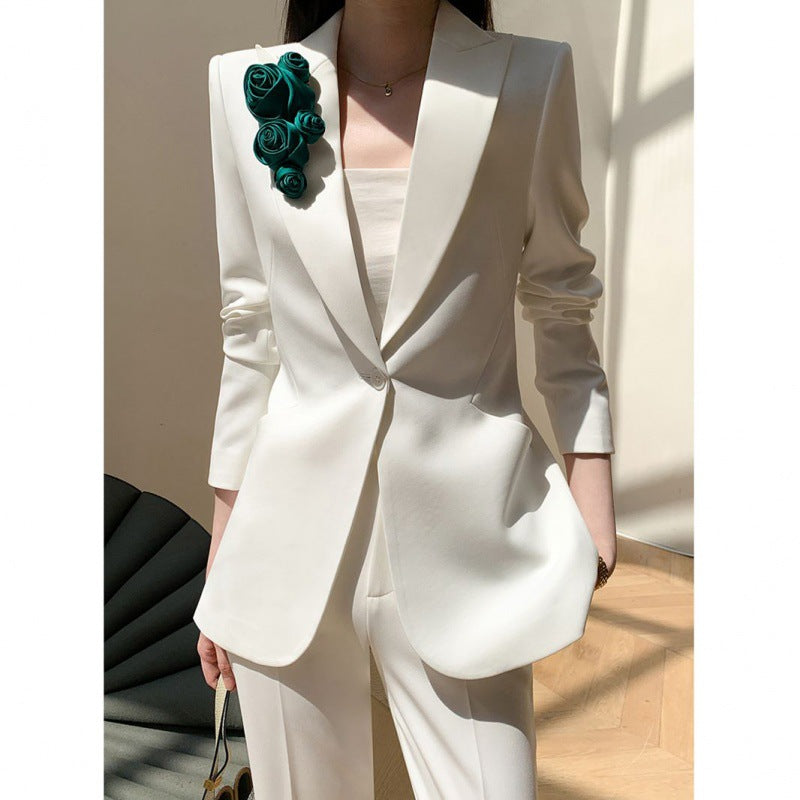 Weißer Anzug Obermantel - Eleganter Anzug für Damen