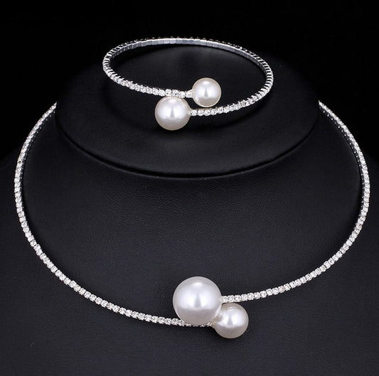 Braut-Hochzeitsset Kristall-Perlen-Diamant-Kragen