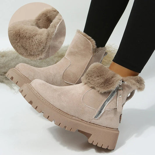 Damen Faltbare Schneestiefel mit Plüschfutter