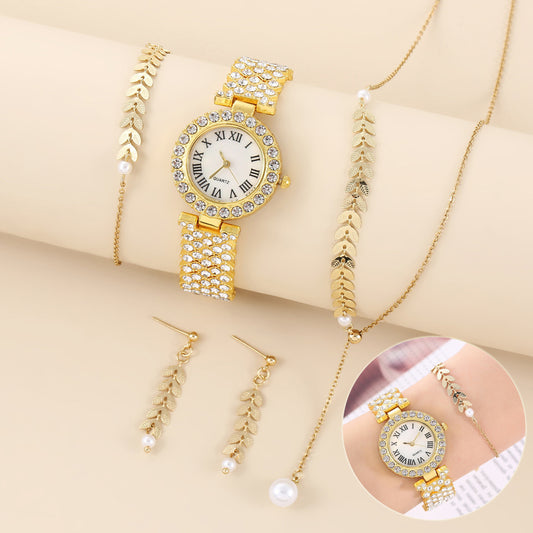 Elegantes Schmuck-Set mit Uhr und Accessoires für Damen