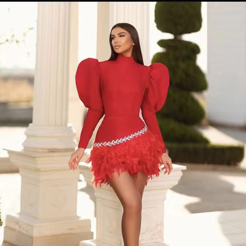 Exquisite Eleganz Kleid mit Puffärmeln
