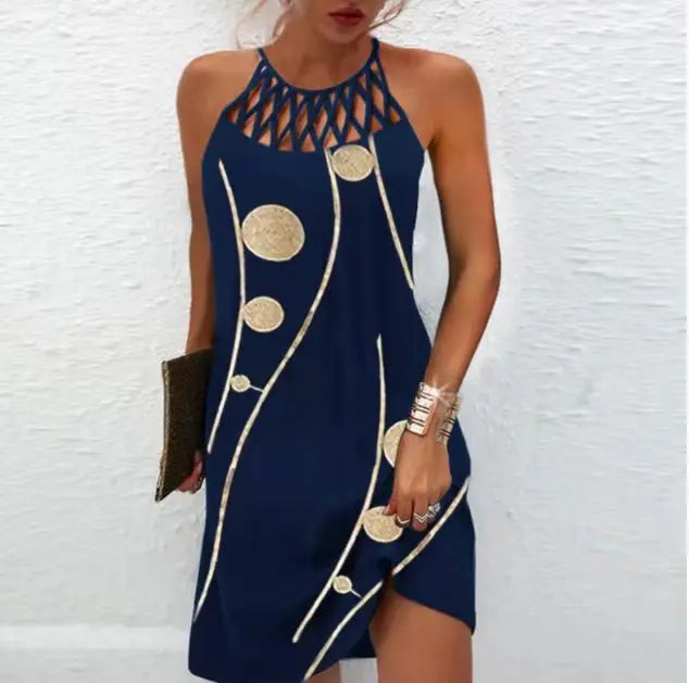 Modisches Print-Kleid: Lässige Halterneck-Kleider für Frauen, perfekt für den Sommer