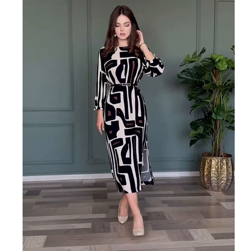 Modisches Druckkleid für elegante und anmutige Damen
