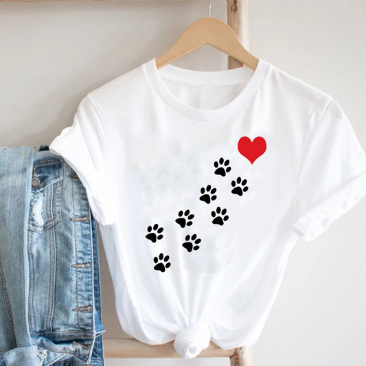 Sommerliches Trend Cartoon-Bedrucktes T-Shirt