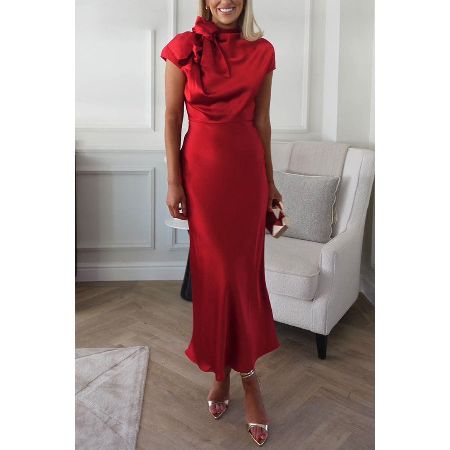 Damen Satin Kleid in Rot