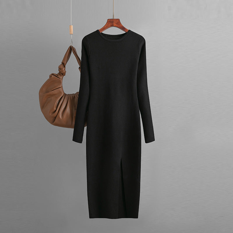 Langärmliges Slim-Fit-Strickkleid für drunter