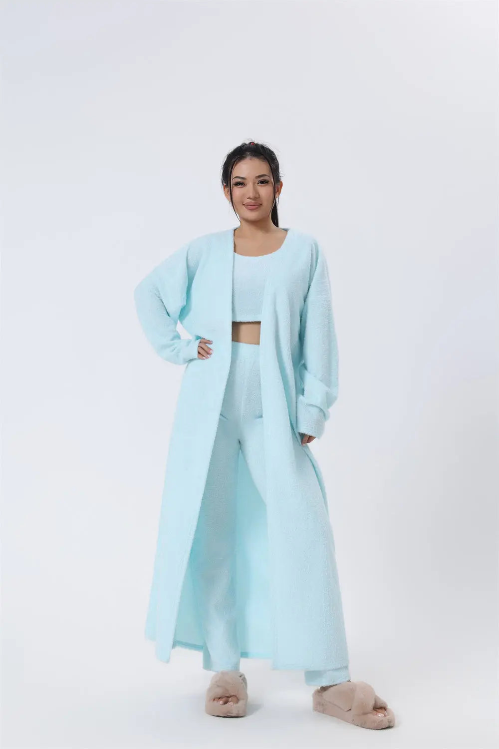 Gemütliches Schlafanzug-Set: 3-teiliges Lounge-Set für Damen, süße Loungewear für kalte Wintertage