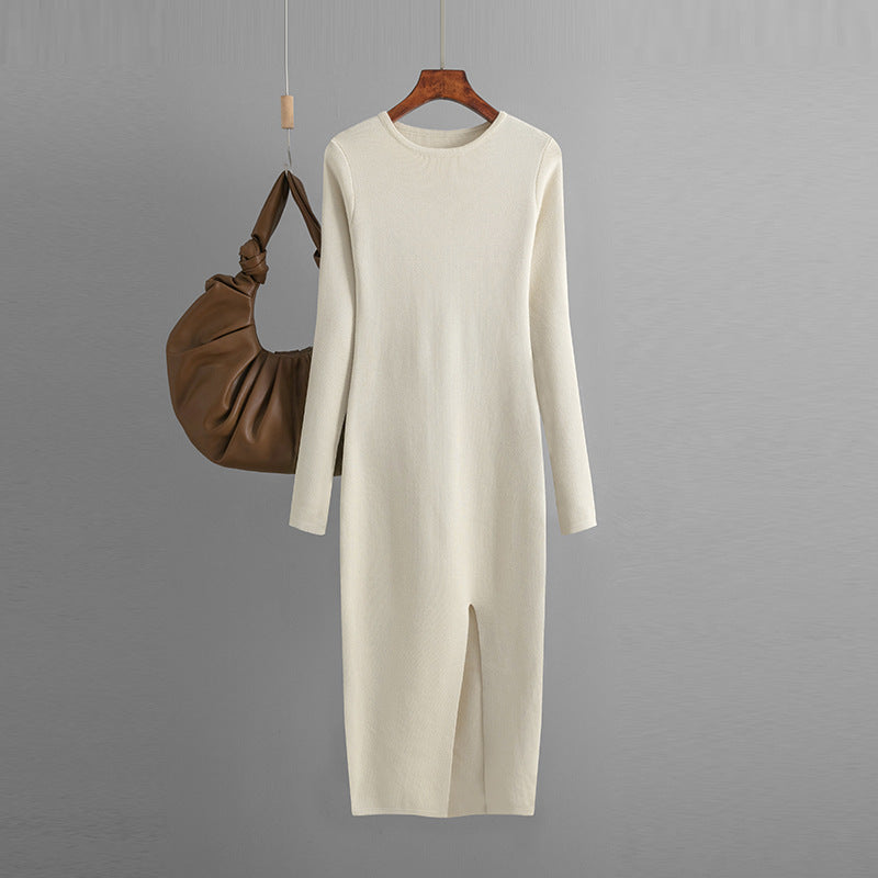 Langärmliges Slim-Fit-Strickkleid für drunter