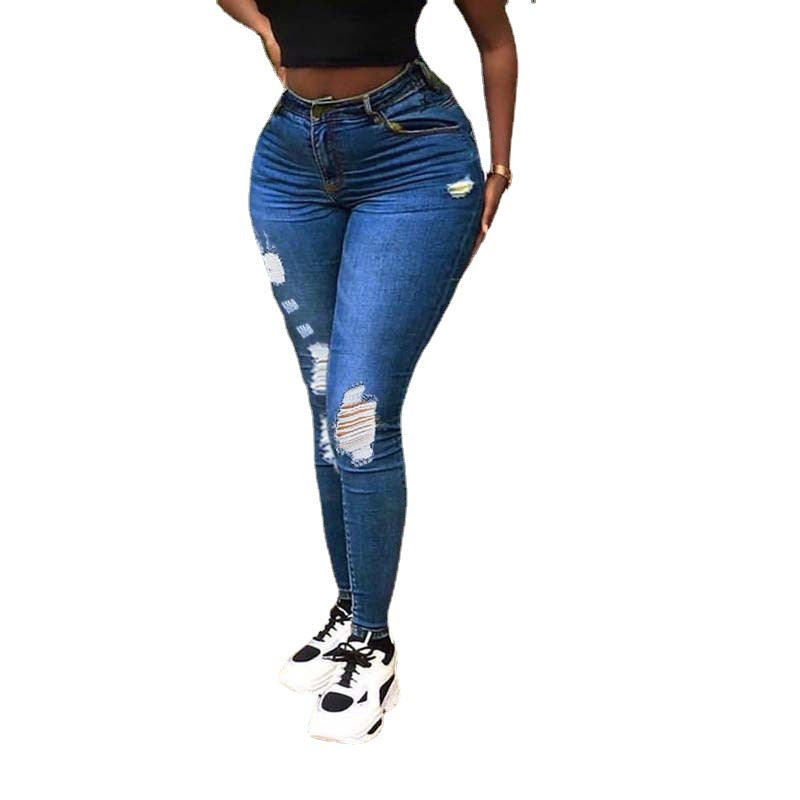 Damenmode Lässige Zerrissene Jeans