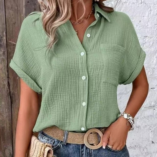 Einreihiges Hemd mit Revers tasche Raglan-Ärmel