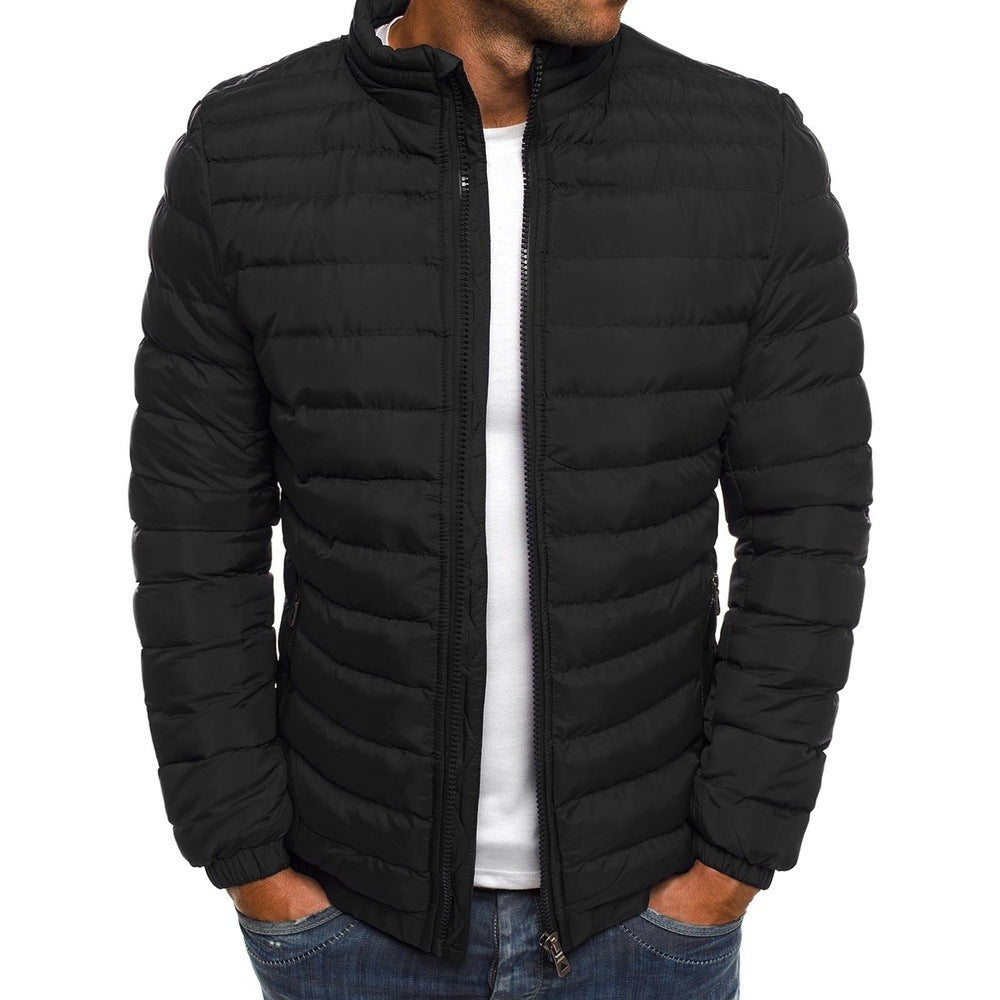 Stehkragen-Jacke für Herren – Einfarbig, Winter