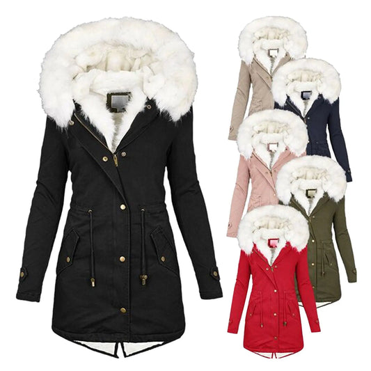 Winterjacke mit Fell an der Kapuze