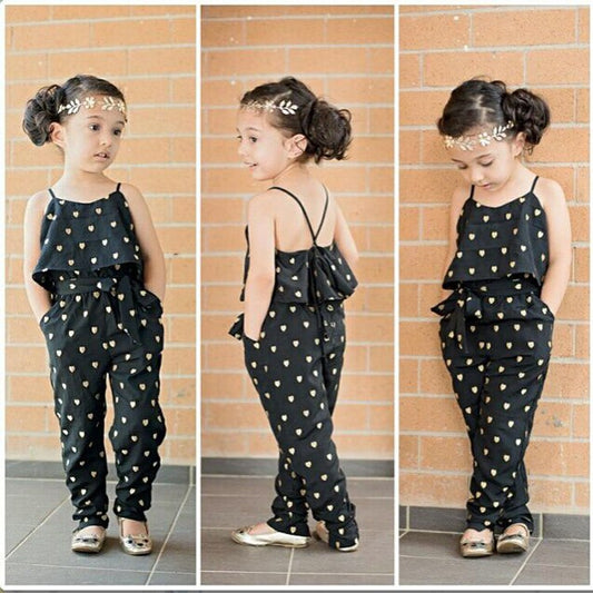Sommerliches Polka-Dot Mädchen-Kleidungsset mit Trägern