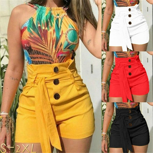 Beach Shorts mit hoher Taille und Gürtel