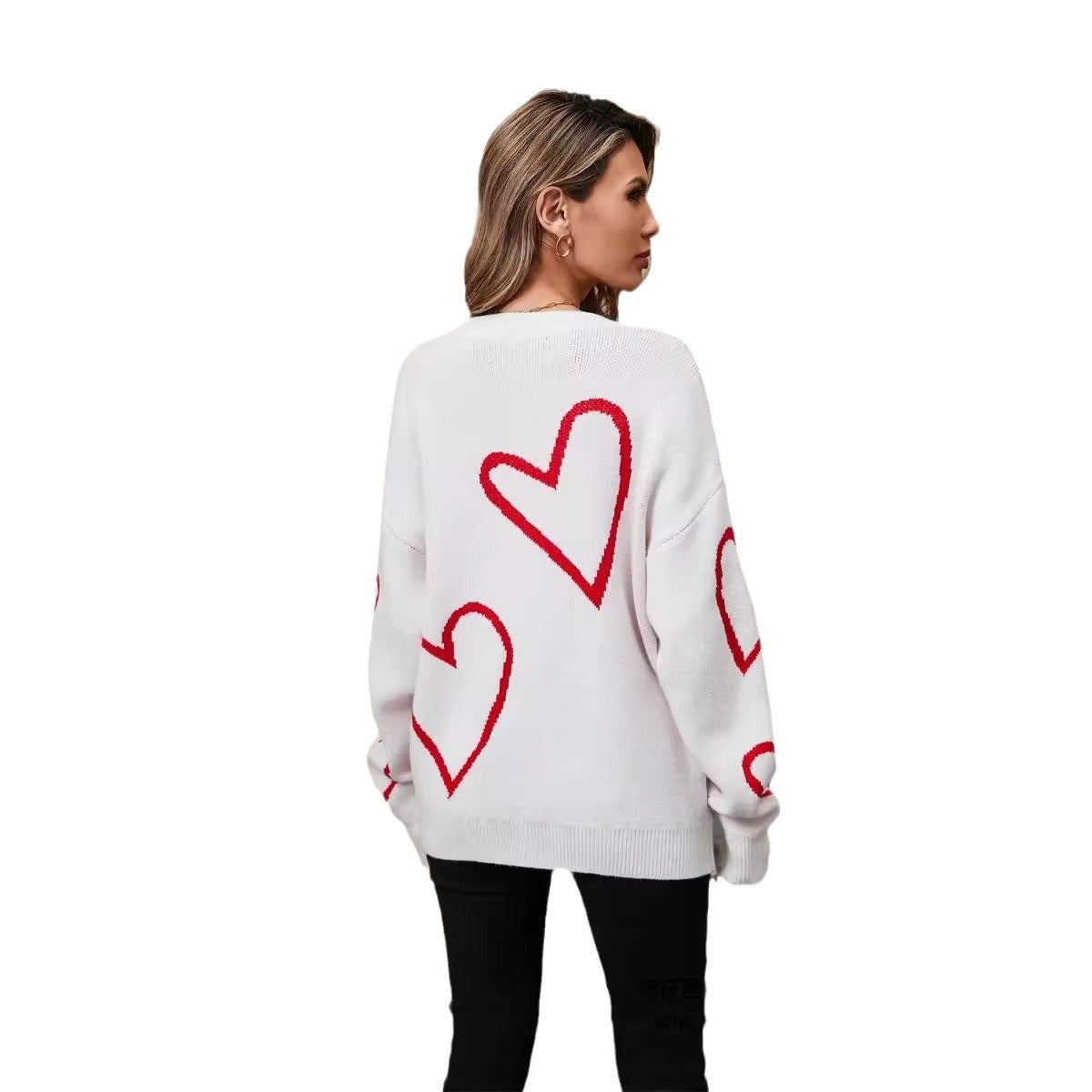 Damen Valentinstags-Pullover mit Herzmotiv - FashionGlam