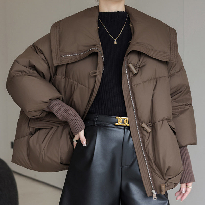 Damen Daunenjacke mit Fellkragen, Wintermantel - FashionGlam