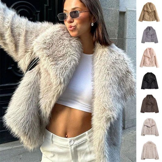 Damen Toka Fox Imitationspelz Mantel