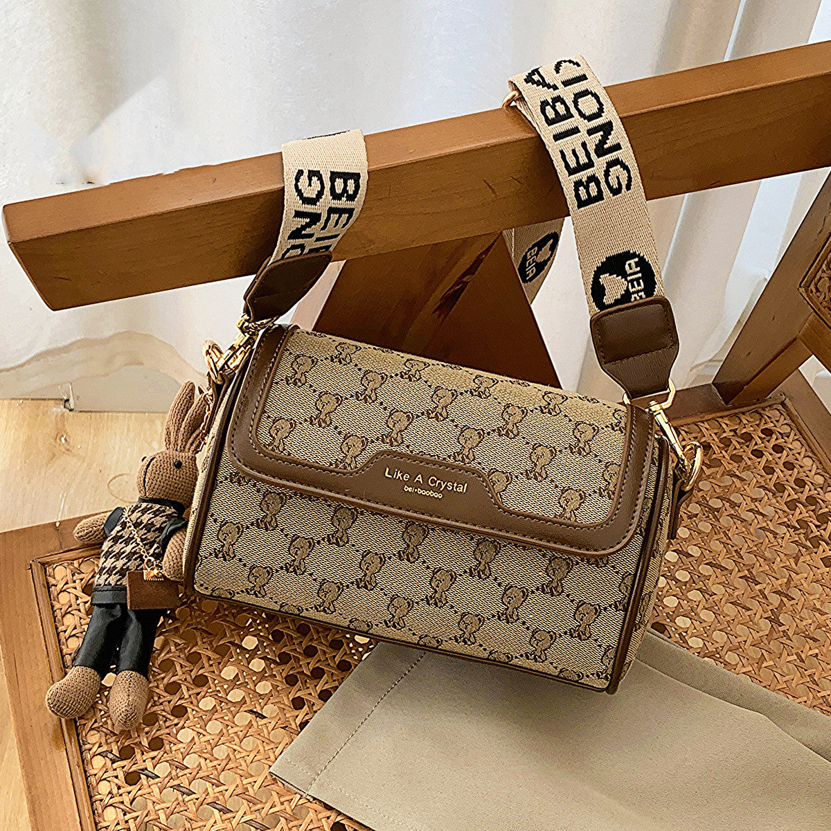 Kleine Quadratische Tasche - Niedlicher Bär: Originalität und Einfachheit Schultertasche