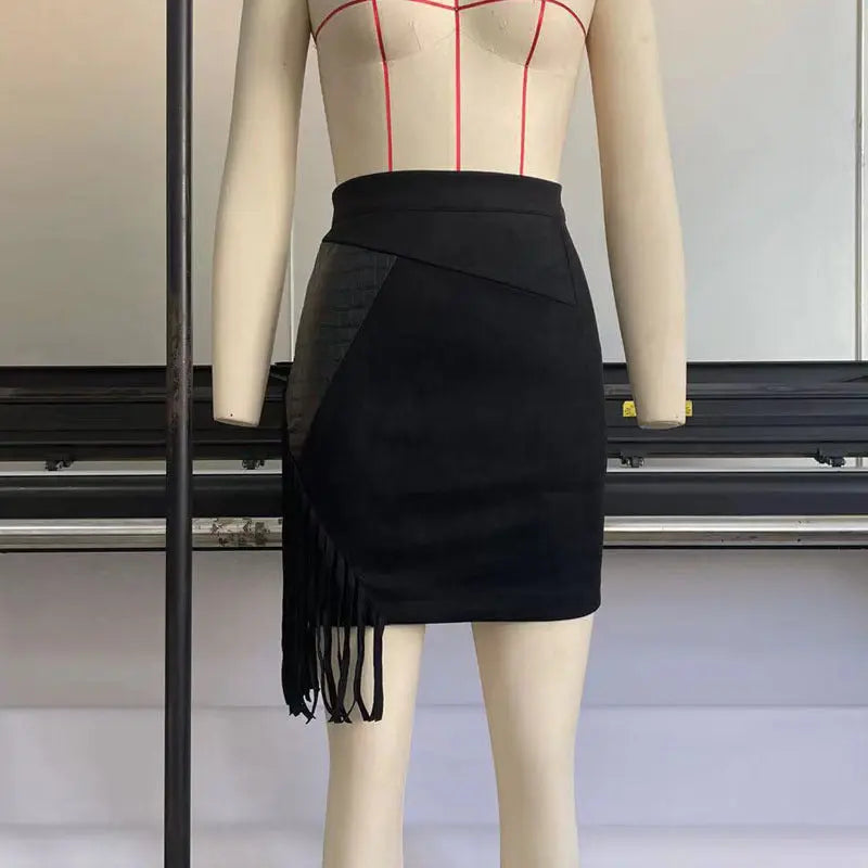 Modischer, unregelmäßiger High-Waist-Rock aus Wildleder für Damen