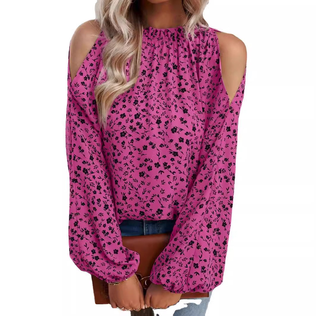 Damen Blumenmuster Chiffon Trägerloses Hemd