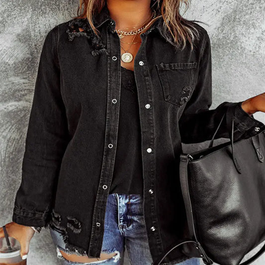 Damenmantel im Denim-Hemd-Stil