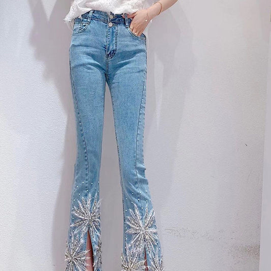 Diamantenschlitz Jeans für Damen