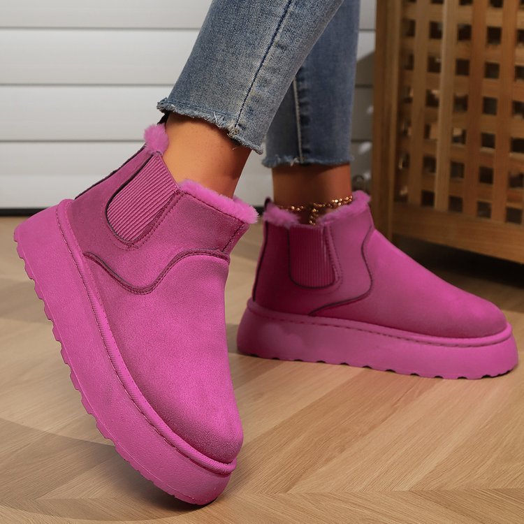 Damen Mode Flache Dicke Baumwoll Schneestiefel