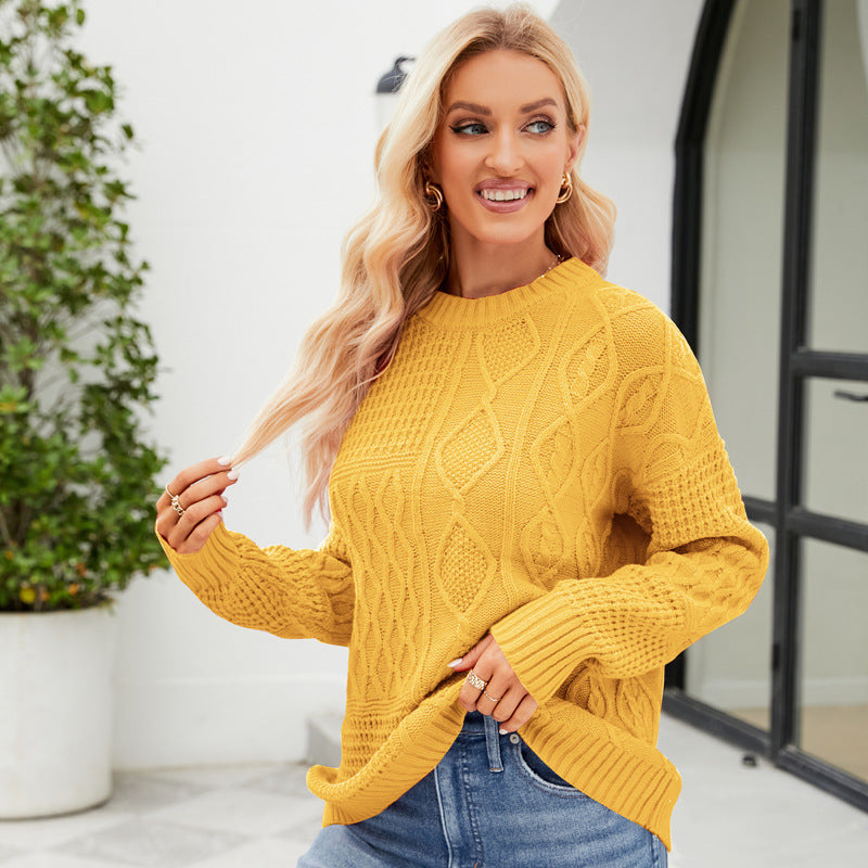 Damen Twist-Strickpullover Rundhals