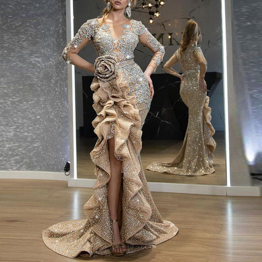 Neues Verführerisches Partykleid mit Goldglitzer für Damen