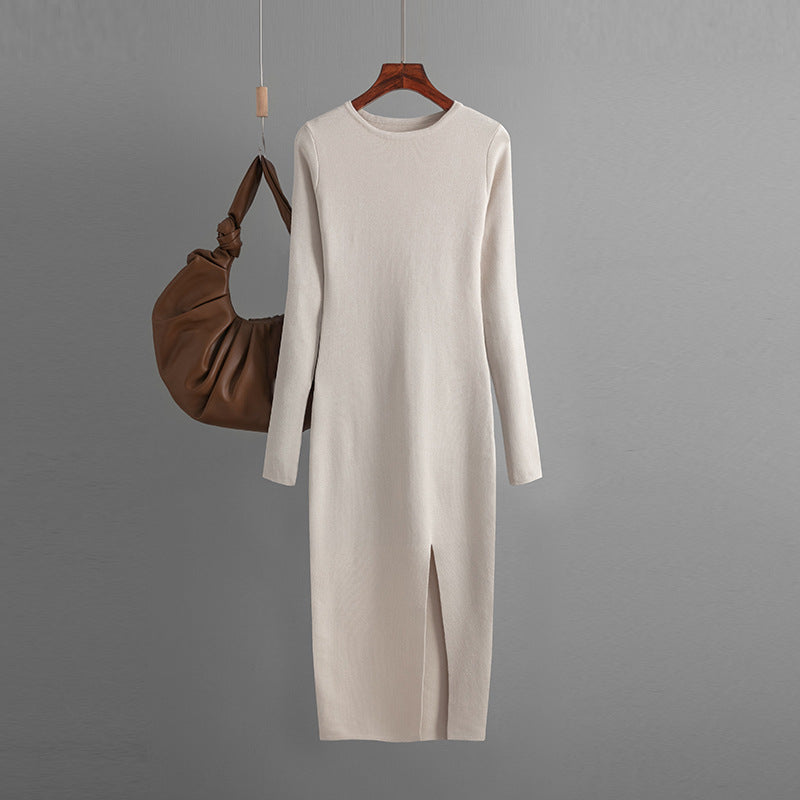 Langärmliges Slim-Fit-Strickkleid für drunter