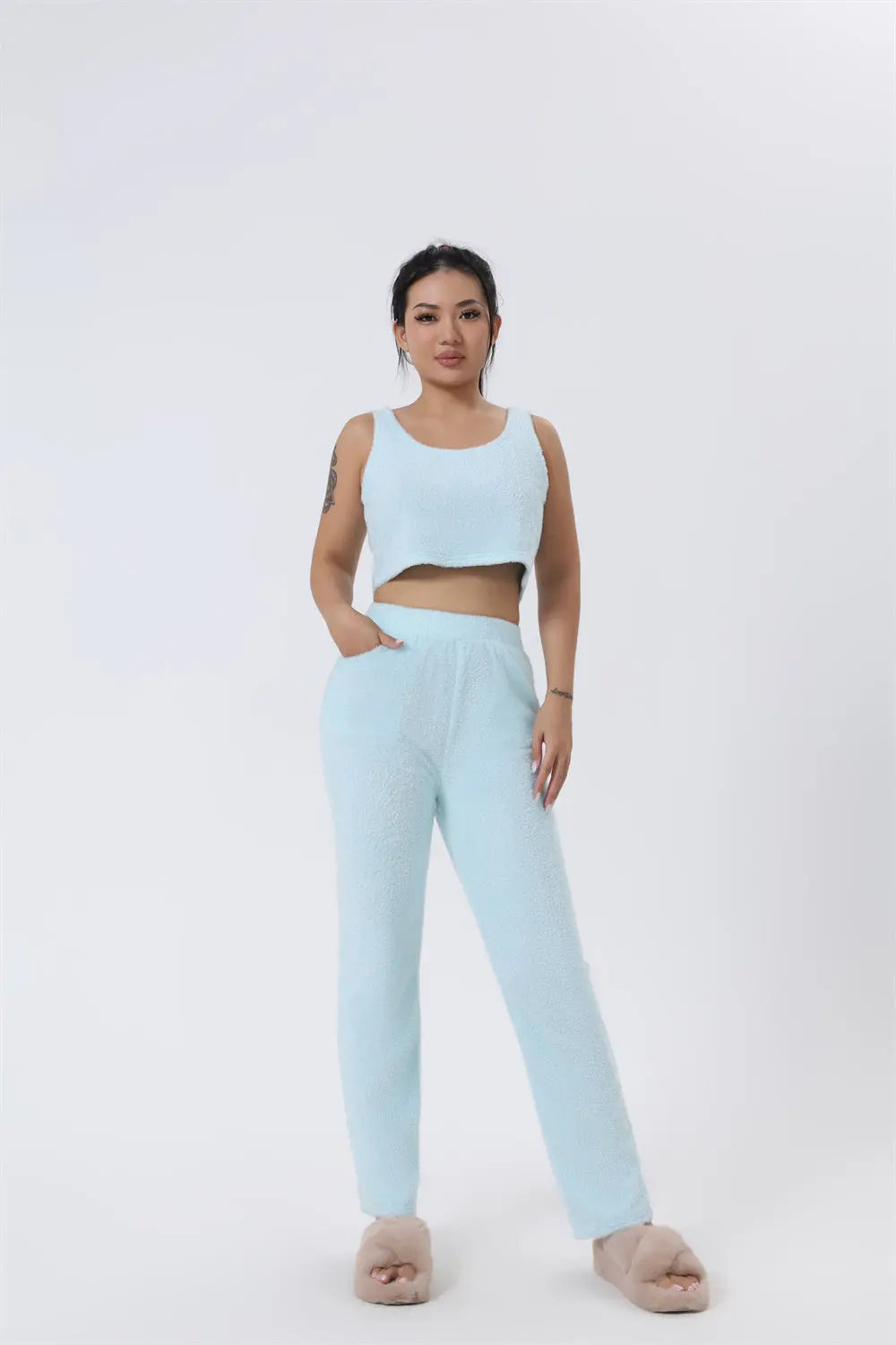 Gemütliches Schlafanzug-Set: 3-teiliges Lounge-Set für Damen, süße Loungewear für kalte Wintertage