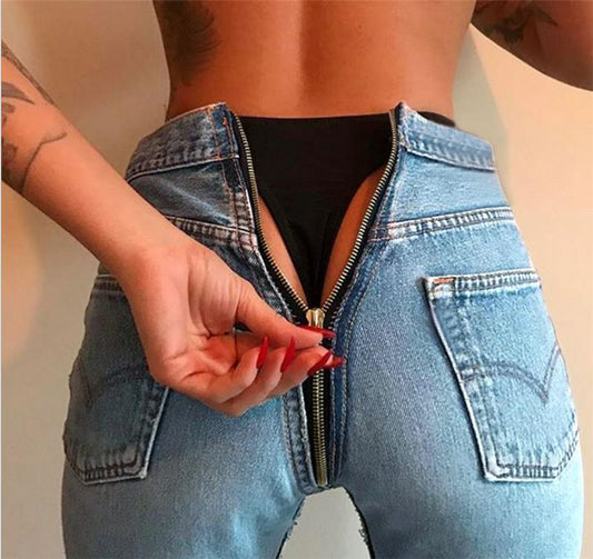 Damen Skinny Jeans mit Rückenreißverschluss