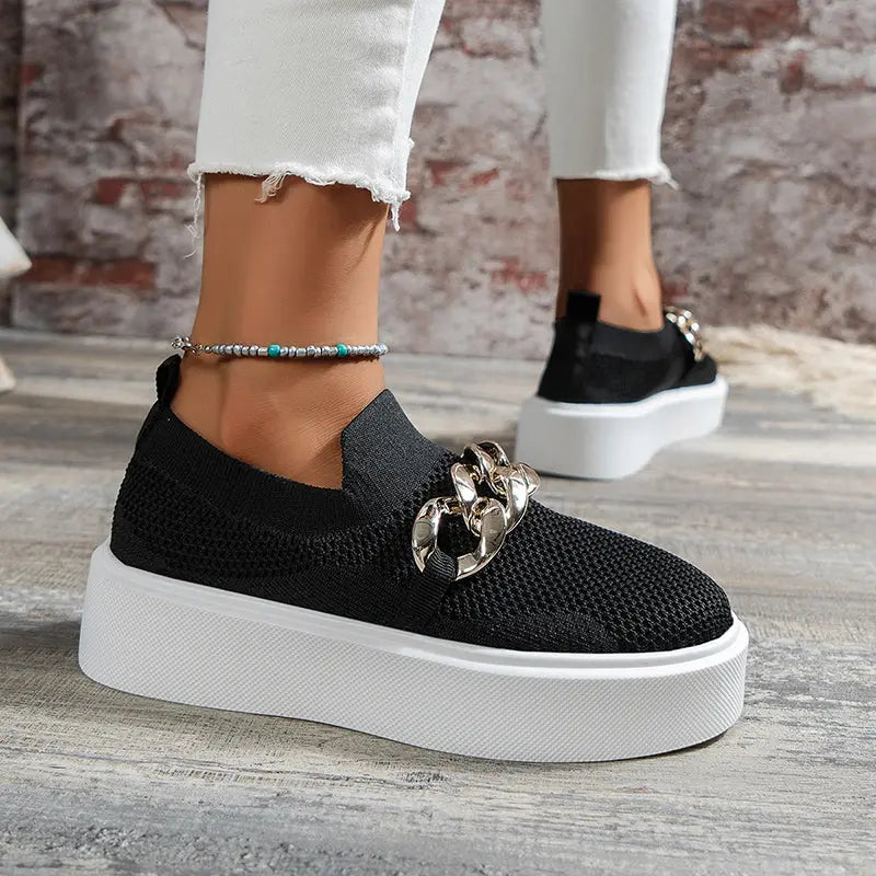 Ketten-Flachschuhe für Damen - Atmungsaktive Mesh-Schuhe