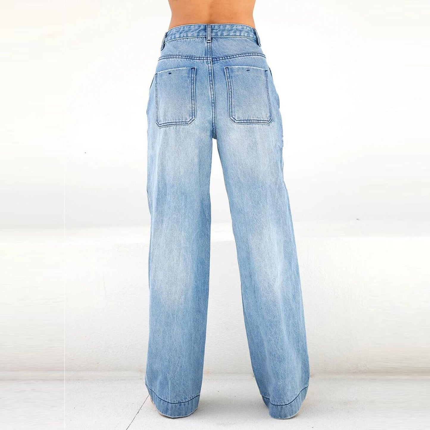 Hoch taillierte Jeans im europäischen und amerikanischen Stil mit weiten Beinen