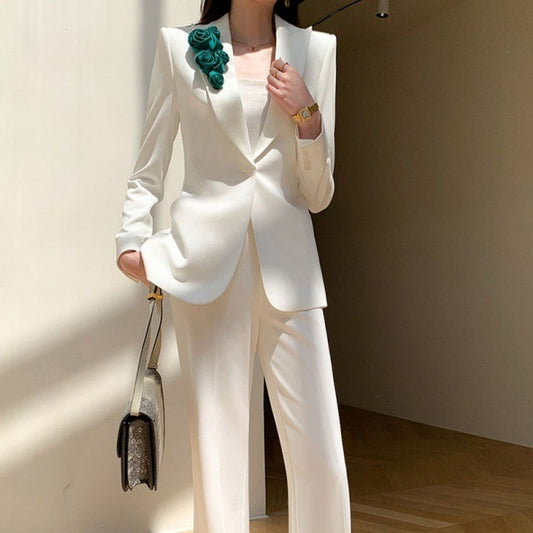 Weißer Anzug Obermantel - Eleganter Anzug für Damen