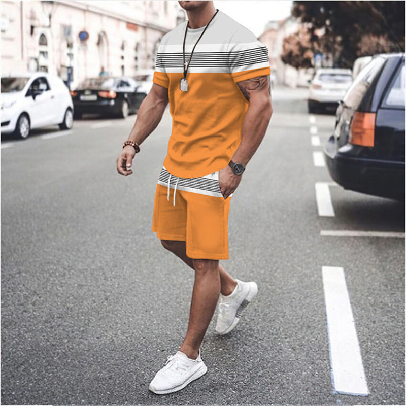 Herren Gestreiftes Kurzarmshirt für Sommer Sport und Freizeit