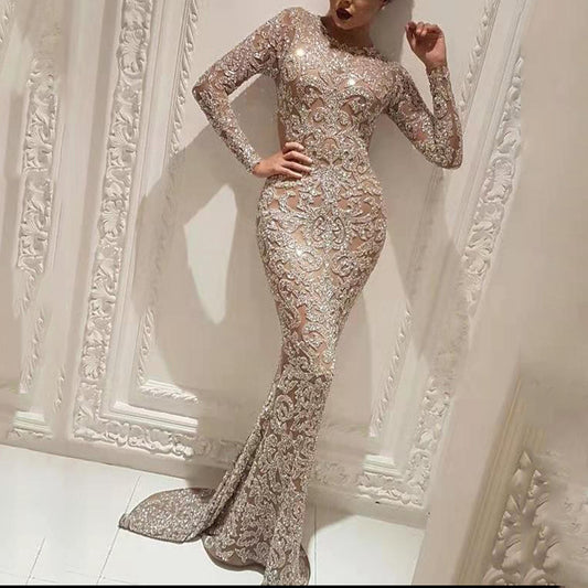 Bronzing-Langarmkleid für Damen