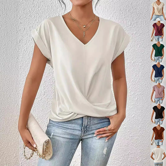Lässiges Damen-T-Shirt – Unregelmäßiger Schnitt