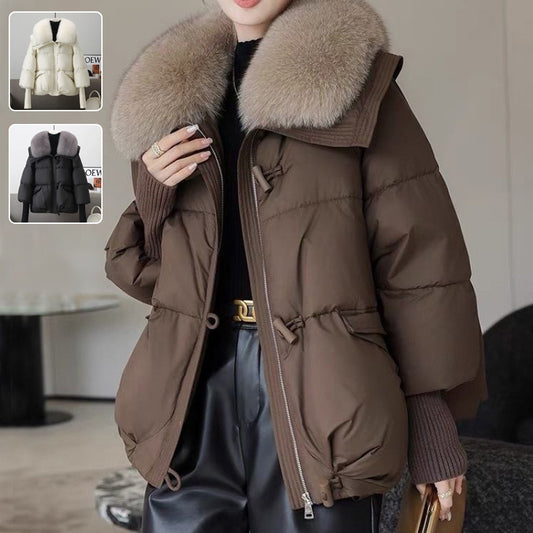 Damen Daunenjacke mit Fellkragen, Wintermantel - FashionGlam