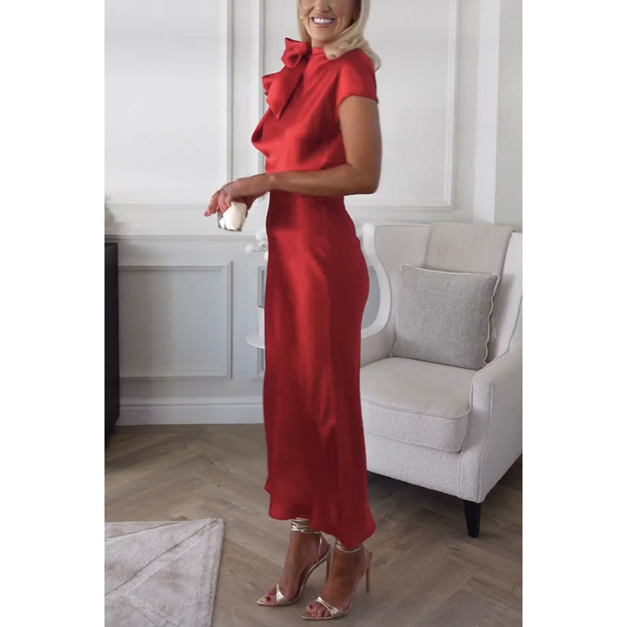 Damen Satin Kleid in Rot